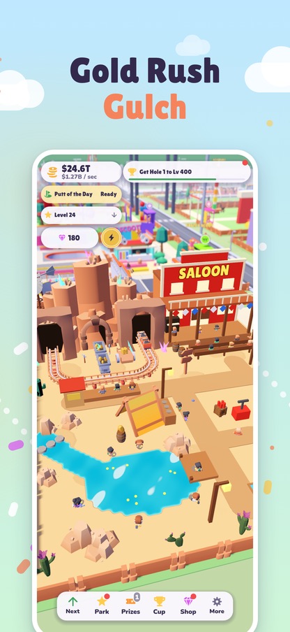Gold Rush Gulch: a mine train, a saloon and a panning creek