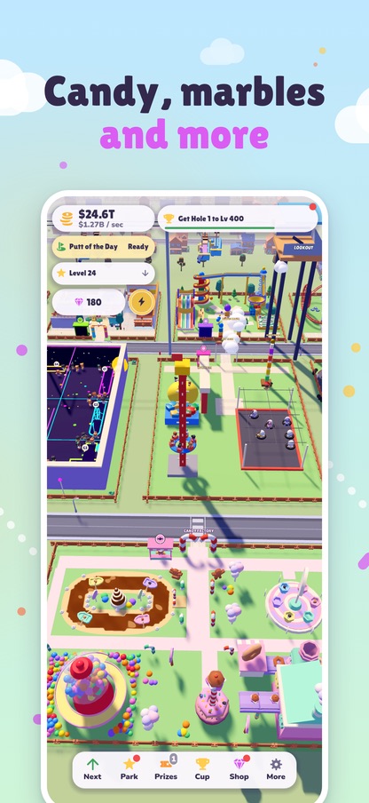 The Candy Factory and Marble Mania, seen from above