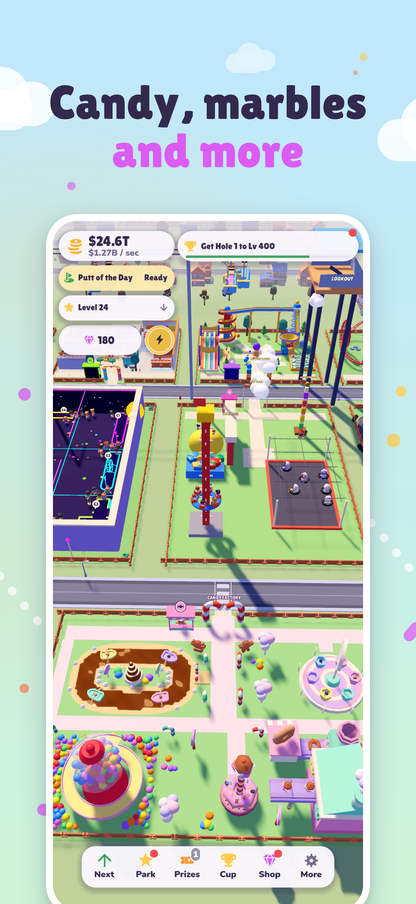 The Candy Factory and Marble Mania, seen from above